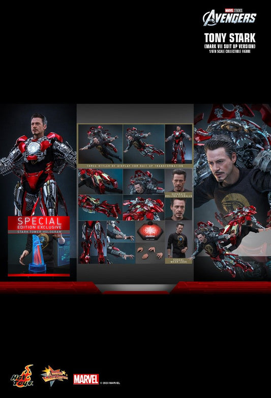 Hot Toys MMS718B - Marvel Comics - Iron Man - Tony Stark Mark 7 Suit Up Version & Bonus Accessory